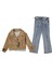Jeans Pantolonlu Deri Ceketli 3'lü Kız Takım 1