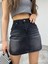Eskitme Soluk Efekt Vintage Yüksek Bel Mini Denim Etek 1