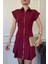 Sıfır Kol Yakalı Marka Elbise- Bordo 4