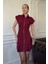 Sıfır Kol Yakalı Marka Elbise- Bordo 5