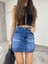 Eskitme Soluk Efekt Vintage Yüksek Bel Mini Denim Etek 2