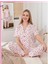 Beyaz Kırmızı Kalpli Kısa Kollu, Altı Uzun, Düğmeli,pijama Takımı 1