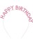 Pembe Renk Kristal Taşlı Gold Renk Kaplama Happy Birthday Taç 16X17 cm 1