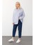 Oversize Basic Gömlek Mavi-Beyaz 9281 2