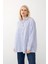 Oversize Basic Gömlek Mavi-Beyaz 9281 3
