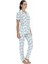 20087 Kadın Mavı Kısa Kollu Boydan Patlı Pijama Takımı 3