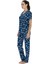 20084 Kadın Lacıvert Kısa Kollu Boydan Patlı Pijama Takımı 2