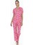 20084 Kadın Fusya Kısa Kollu Boydan Patlı Pijama Takımı 1