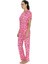 20084 Kadın Fusya Kısa Kollu Boydan Patlı Pijama Takımı 3