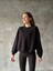 Osy Modal Yumuşak Dokulu Kumaş Bisiklet Yaka Oversize Sweatshirt - Siyah 1