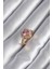 Pirinç Gold Renk Pembe Zirkon Taşlı Charm Kalp Model Kadın Yüzük 1