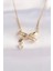 316L Çelik Zincir Altın Renk Zirkon Taşlı Kalp Detay Fiyonk Kolye 1