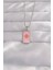 316L Çelik Gümüş Renk Pembe Mineli Güneş Model Tarot Kolye 1