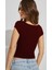 Bordo Geniş Yaka Kadın T-Shirt MG2341 2