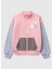 Kız Çocuk Pembe Mix Simli Benetton Logo Işlemeli Fermuarlı Sweatshirt 1