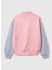 Kız Çocuk Pembe Mix Simli Benetton Logo Işlemeli Fermuarlı Sweatshirt 3