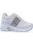 Beyaz Gümüş Yüksek Topuklu Bağcıklı Sneakers Spor Ayakkabı 1