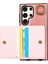 Samsung Galaxy S24 Ultra Pu Deri Arka Kılıf Kart Tutucu Kickstand Telefon Kılıfı Bilek Kayışlı-Pembe (Yurt Dışından) 2