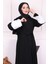 Siyah Kolu Çiçekli Bel Kuşaklı Abaya 3