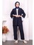 Lacivert Bürümcük Kimono Pantolon Takım 2