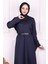 Lacivert Bel Kemerli Scuba Elbise 3