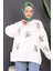 Ekru Çiçekli Modal Sweat 3