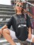 Kadın / Kız Rockıes Baskılı Siyah Oversize T-Shirt Salaş Boyfirend 2