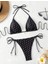 Özel Tasarım Beyaz Minimal Noktalar Baskılı Scuba Üçgen Brazilian Kadın Bikini Takımı 1