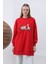 10636 Puane Iki Iplik Kumaş Scooter Nakış Detaylı Tesettür Sweatshirt 2