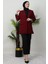 Leopar Astarlı Ceket Bordo 1