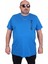 Erkek Büyük Beden Sıfır Yaka Tişört Stand Up 25158 Saks 1