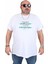 Erkek Büyük Beden Sıfır Yaka Tişört Start Stop 25178 Beyaz 1