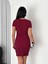 Bisiklet Yaka Kısa Kol Likralı Elbise - Bordo 3