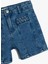 Pamuklu Yüksek Belli Örgü Detaylı Denim Şort 3