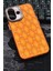 iPhone 16 Uyumlu Baklava Desenli Pırlanta Taşlı Sert Kapak Kılıf Turuncu 1