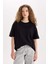 Oversize Geniş Kalıp Basic Düz Bisiklet Yaka Kısa Kollu Tişört V4136AZ25SM 1