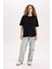Oversize Geniş Kalıp Basic Düz Bisiklet Yaka Kısa Kollu Tişört V4136AZ25SM 2