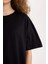 Oversize Geniş Kalıp Basic Düz Bisiklet Yaka Kısa Kollu Tişört V4136AZ25SM 4