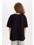 Oversize Geniş Kalıp Basic Düz Bisiklet Yaka Kısa Kollu Tişört V4136AZ25SM 5