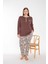 Kahve/bej Kadın Uzun Kollu Battal Pijama Takımı 1