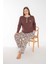 Kahve/bej Kadın Uzun Kollu Battal Pijama Takımı 2