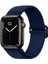 Apple Watch Series SE/11/10/9/8/7/6/5/4/3 ile Uyumlu 42mm-41mm-40mm-38mm Ayarlanabilir Tokalı Örgü Kordon Lacivert 1