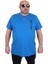 Erkek Büyük Beden Sıfır Yaka Tişört Stand Up 25158 Saks 1