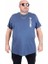 Erkek Büyük Beden Sıfır Yaka Tişört Stand Up 25158 Indıgo 1