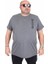 Erkek Büyük Beden Sıfır Yaka Tişört Stand Up 25158 Antrasit Melanj 1