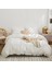 Pamuklu Fırfırlı Kırık Beyaz 160 x 220+50 x 70 Tek Kişilik Nevresim ve Yastık Kılıfı Seti 1