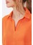 Turuncu Oversize Polo Yaka Örme Bluz 0486 4
