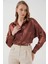 3985 Oversize Saten Gömlek - Taba 4