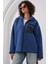 55446 Fermuarlı Oversize Peluş Ceket - Saks 4