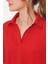 Kırmızı Oversize Polo Yaka Örme Bluz 0486 4